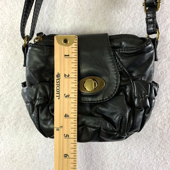 Womens Y2K Micro Purse Black Soft Vegan Leather Crossbody Option Side Pockets - Picture 14 of 16
